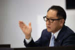El presidente de Toyota, Akio Toyoda, en la presentación de los resultados financieros del grupo.