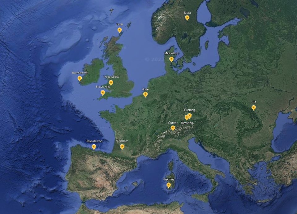 La ruta de las localidades europeas con los nombres más gamberros
